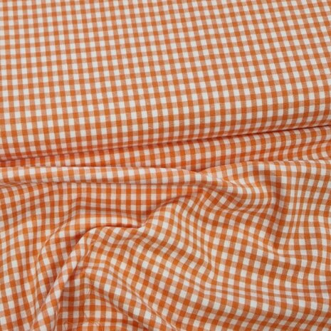 oranje 5mm boerenbont ruitje - katoen KicKenStoffen