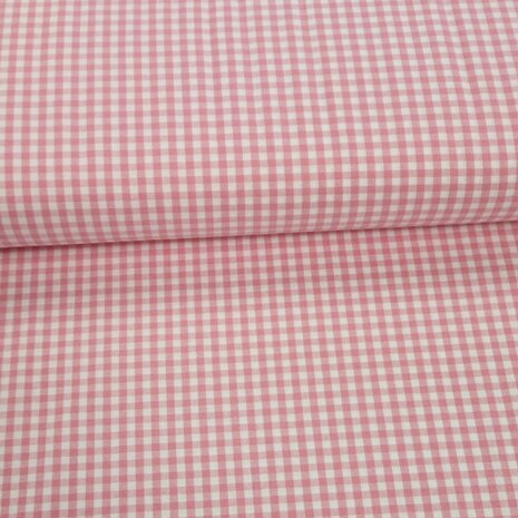 roze 5mm boerenbont ruitje - katoen KicKenStoffen