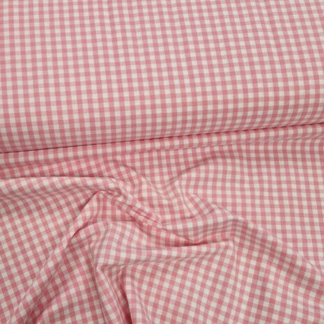 roze 5mm boerenbont ruitje - katoen KicKen Stoffen