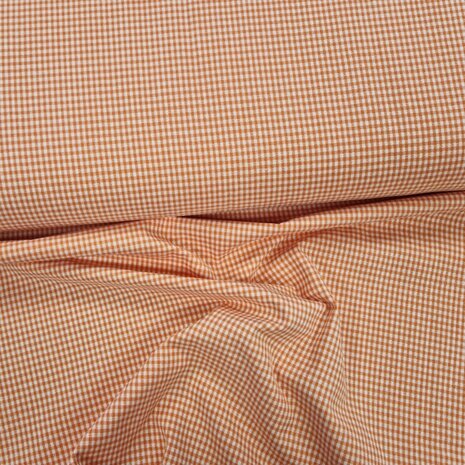 oranje 2mm boerenbont ruitje - katoen KicKenStoffen 