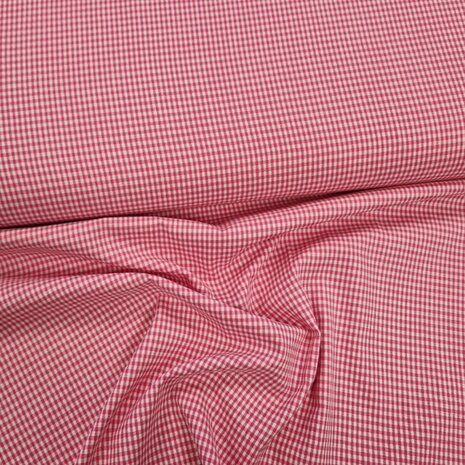fuchsia roze 2mm boerenbont ruitje - katoen KicKen Stoffen
