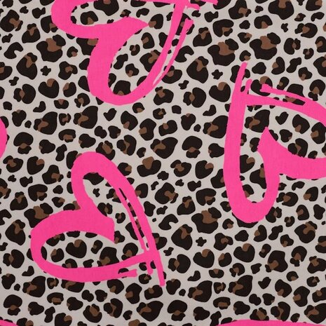 Qjutie panter neon harten french terrry - KicKenStoffen