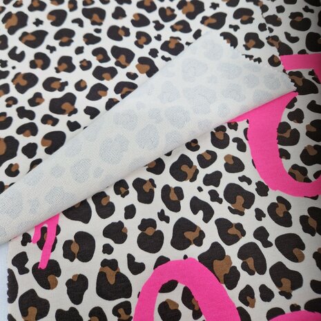 Qjutie panter neon harten french terrry binnenkant - KicKenStoffen