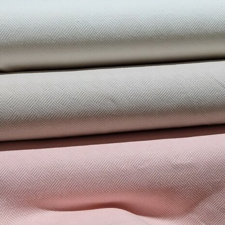 Cotton Jaquard Libbie off white - beige - roze KicKenStoffen