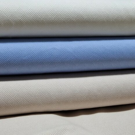 Cotton Jaquard Libbie off white - beige - blauw KicKenStoffen