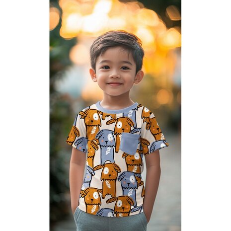 kinderkleding van grappige honden tricot KicKenStoffen