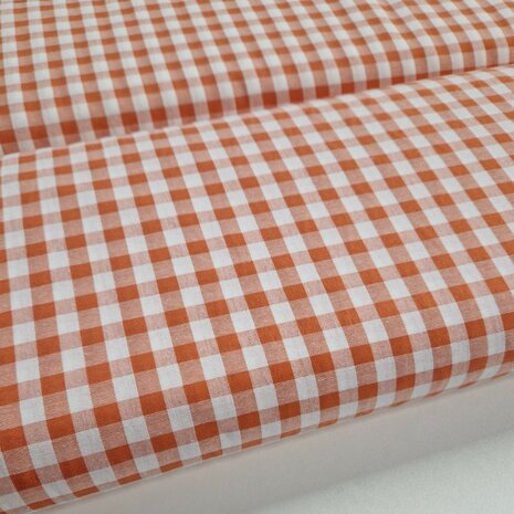 Artikel 1865-12 -  oranje ruitjes stof KicKenStoffen - Gingham