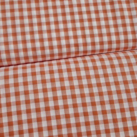 Artikel BU1865-12  oranje ruitjes stof KicKenStoffen - Gingham