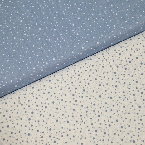 confetti stipjes katoen blauw en wit - BEEBSstofjes van KicKenStoffen