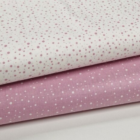 wit roze confetti stipjes katoen - BEEBSstofjes van KicKenStoffen