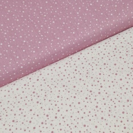 roze wit confetti stipjes katoen - BEEBSstofjes van KicKenStoffen