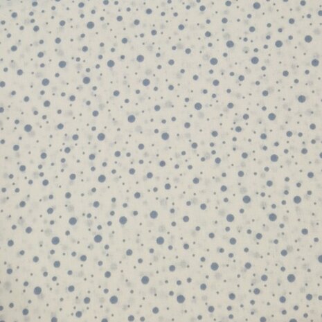 off white blauw confetti stipjes katoen - BEEBSstofjes van KicKenStoffen