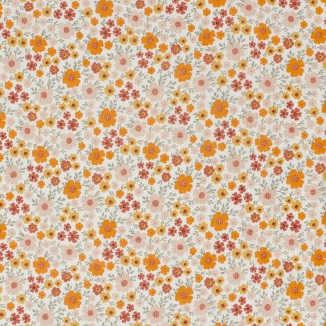 Jursie roze oranje bloemen Hydrofiel - KicKenStoffen