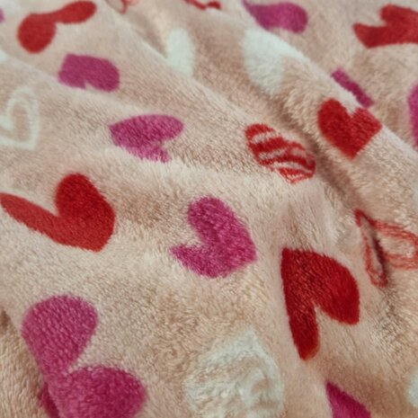 wellness fleece vrolijke hartjes - KicKenStoffen