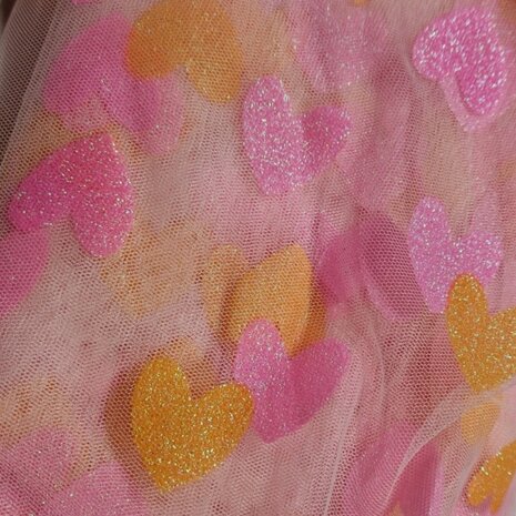 harten tule oranje blush roze - BEEBSstofjes