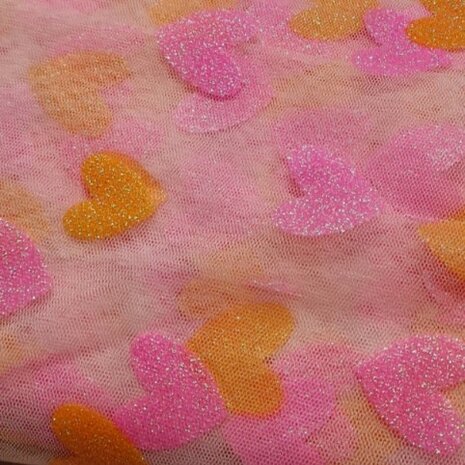 harten tule oranje blush roze - BEEBSstofjes
