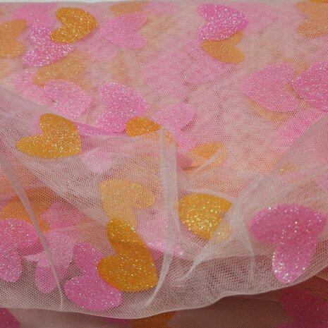 harten tule oranje blush roze - BEEBSstofjes