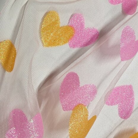 met witte ondergrond: harten tule oranje blush roze - BEEBSstofjes