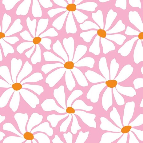 badhanddoekstof grote bloem roze - KicKenStoffen