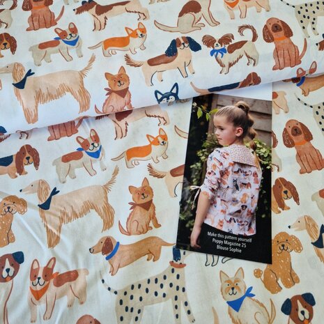 digitale katoen hondjes uit Poppy 25 verheestextiles