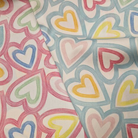 harten stof blauw en roze