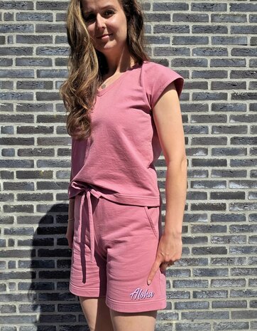 french terry oud roze Lola loungewear set door mbym.sewing - stoffen KicKenStoffen