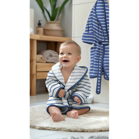 strepen badstof tricot blauw - kickenstoffen