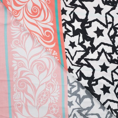 sterren met streep paneel viscose - KicKenStoffen
