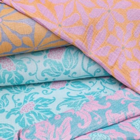 Hammam Jacquard capri orange en curacao tiffany (1)