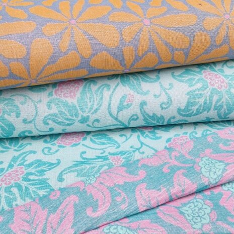 Hammam Jacquard capri orange en curacao tiffany (2)
