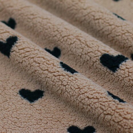 hartjes babyteddy taupe beige zwart KicKenStoffen - BEEBSstofjes