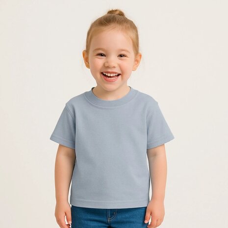 staal blauw uni tricot BEEBSstofjes van KicKenStoffen