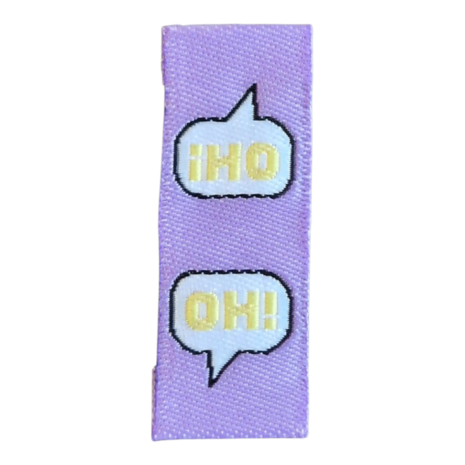 kids sewing labels paars tekstballon Oh! KicKenStoffen