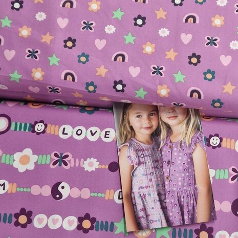 poplin katoen violet kinder KicKenStoffen