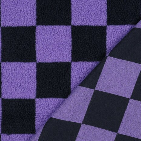 lila blok ruiten teddy Poppyfabrics van KicKenStoffen