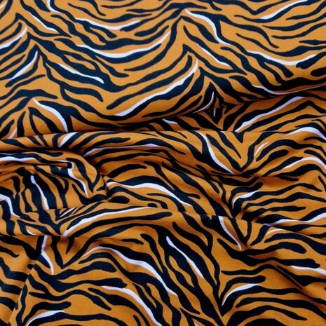 zebra tricot cognac - zwart - lila Poppy fabrics