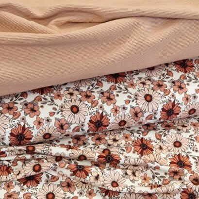 bloem tricot dusty roze met dusty roze ottoman rib - kickenstoffen