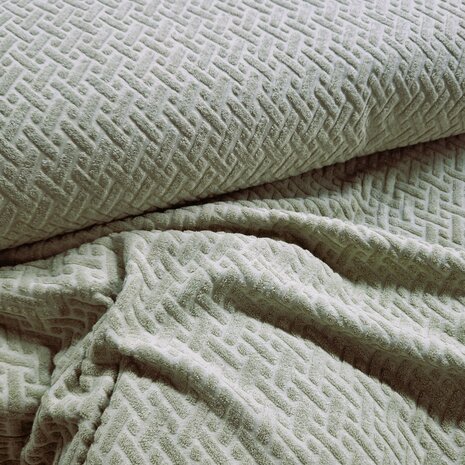 khaki badstoftricot grafisch - KicKenStoffen