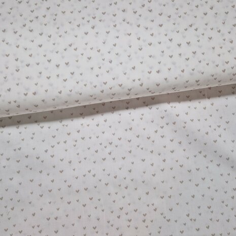 confettie hartjes katoen kickenstoffen wit-beige