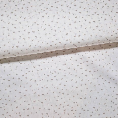 confettie hartjes katoen kickenstoffen wit-beige