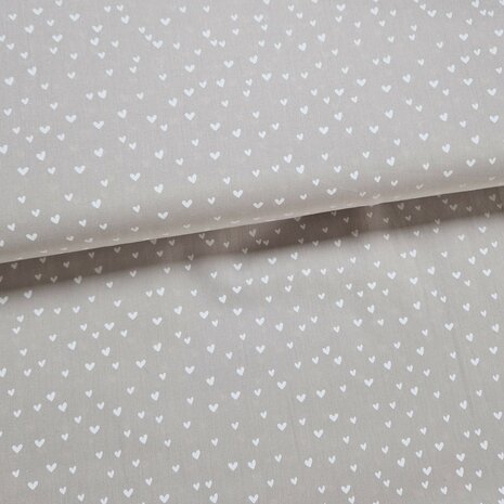 confettie hartjes katoen kickenstoffen beige-wit