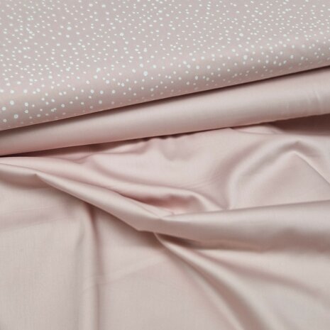 confettie stipjes katoen kickenstoffen roze en wit met satijngeweven katoen