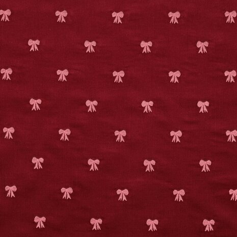 strikjes corduroy rib broderie donker rood KicKenStoffen