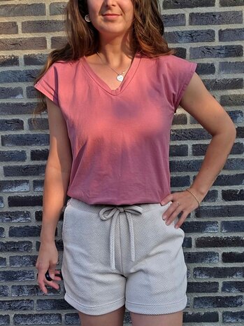 libbie jacquard stof short Lola en top  oud roze babyjogging Jules beletoile - stof kickenstoffen - gemaakt door mbym.sewing