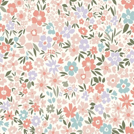 lila claypink veldbloemen tricot Jursie - KicKenStoffen
