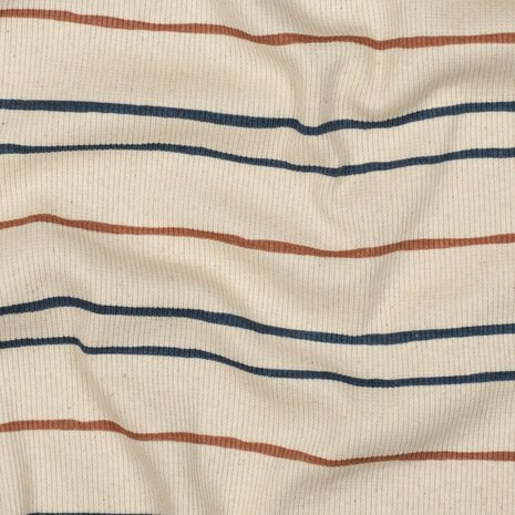 Biologische baby rib tricot met dunne strepen  KicKenStoffen 06624.001