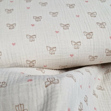 natural beige strikken en harten hydrofiel KicKenStoffen