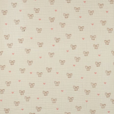 natural beige strikken en harten hydrofiel KicKenStoffen