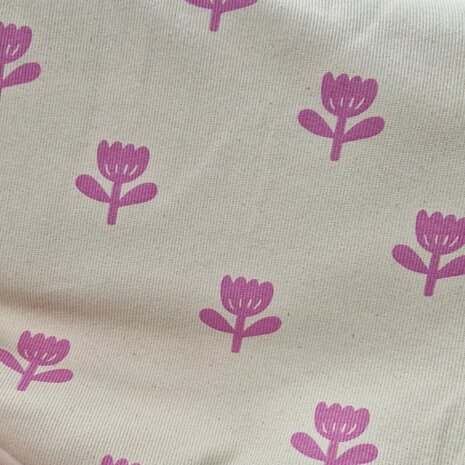 biologische ribtricot tulpen Poppy - kickenstoffen
