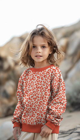 beige bruin luipaard print french terry 06611 kickenstoffen